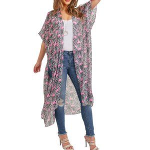 NEW Zebra Flamingo Kimono Swim Coverup